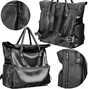 A leather backpack